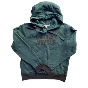 Under Armour Men’s Hoodie Forest Green Black Cuffs Size L Retro Casual Pullover